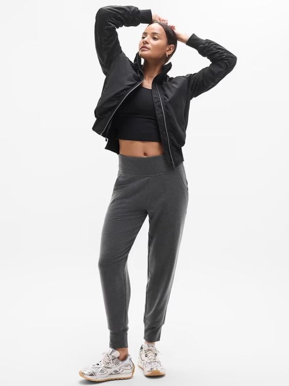 Athleta $80 Coaster Luxe High Rise Jogger Pants gray Women's Medium petite NEW